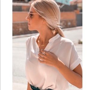 LAST ONE❣️White V Neck Blouse